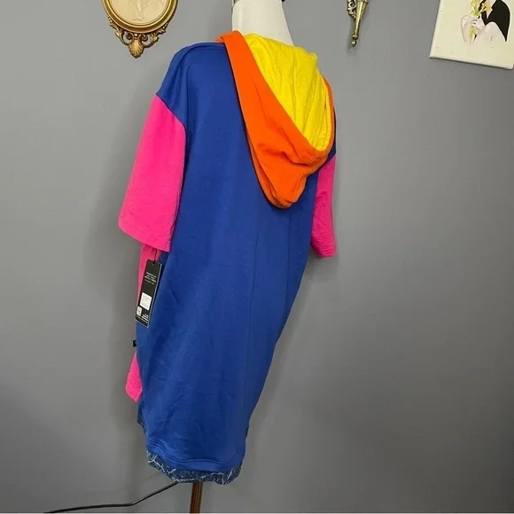 Encrypted “ICON” color block short sleeve hoodie front pocket shirt size XL - Picture 3 of 6